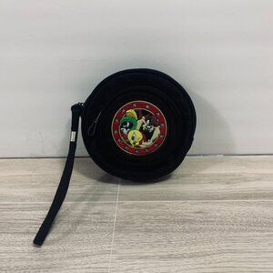 Vintage 1998 Looney Tunes Round Zip Bag Coin Purse Wristlet